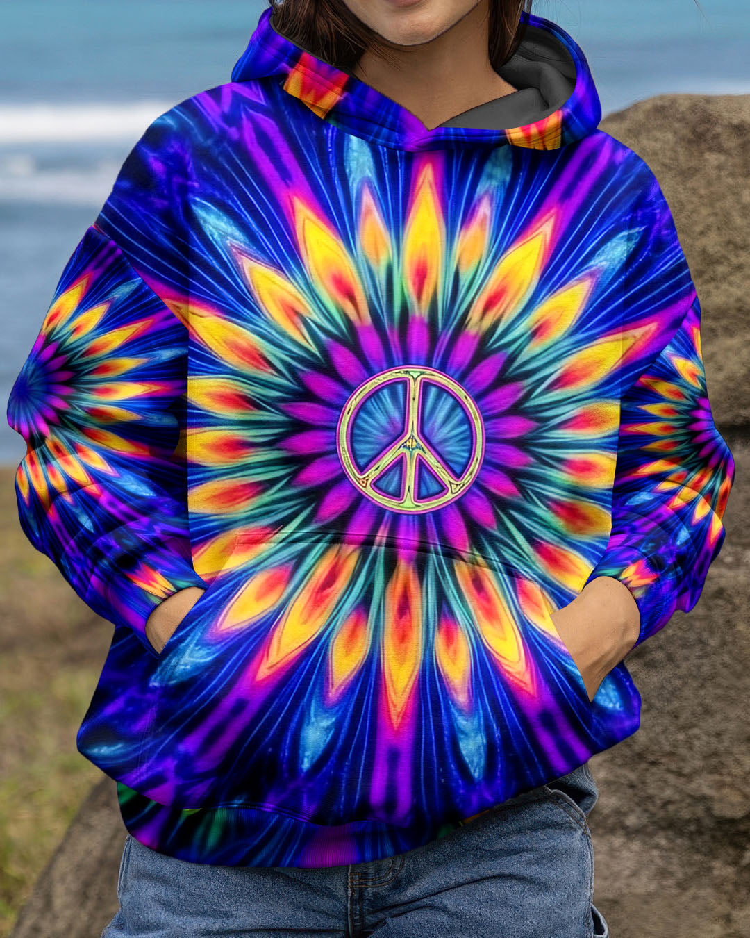 NEON COLORFUL PEACE FLOWER ALL OVER PRINT - YHHG0701261