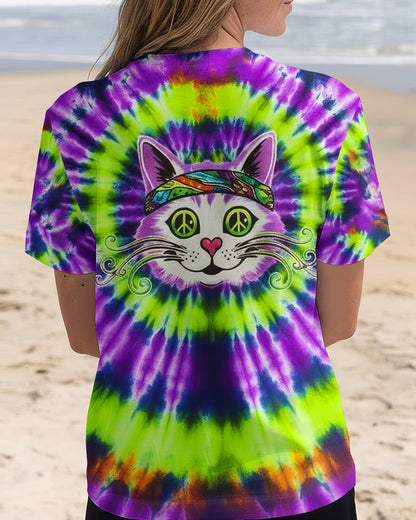 PURPLE GREEN SWIRL CAT ALL OVER PRINT - YHHG0601261