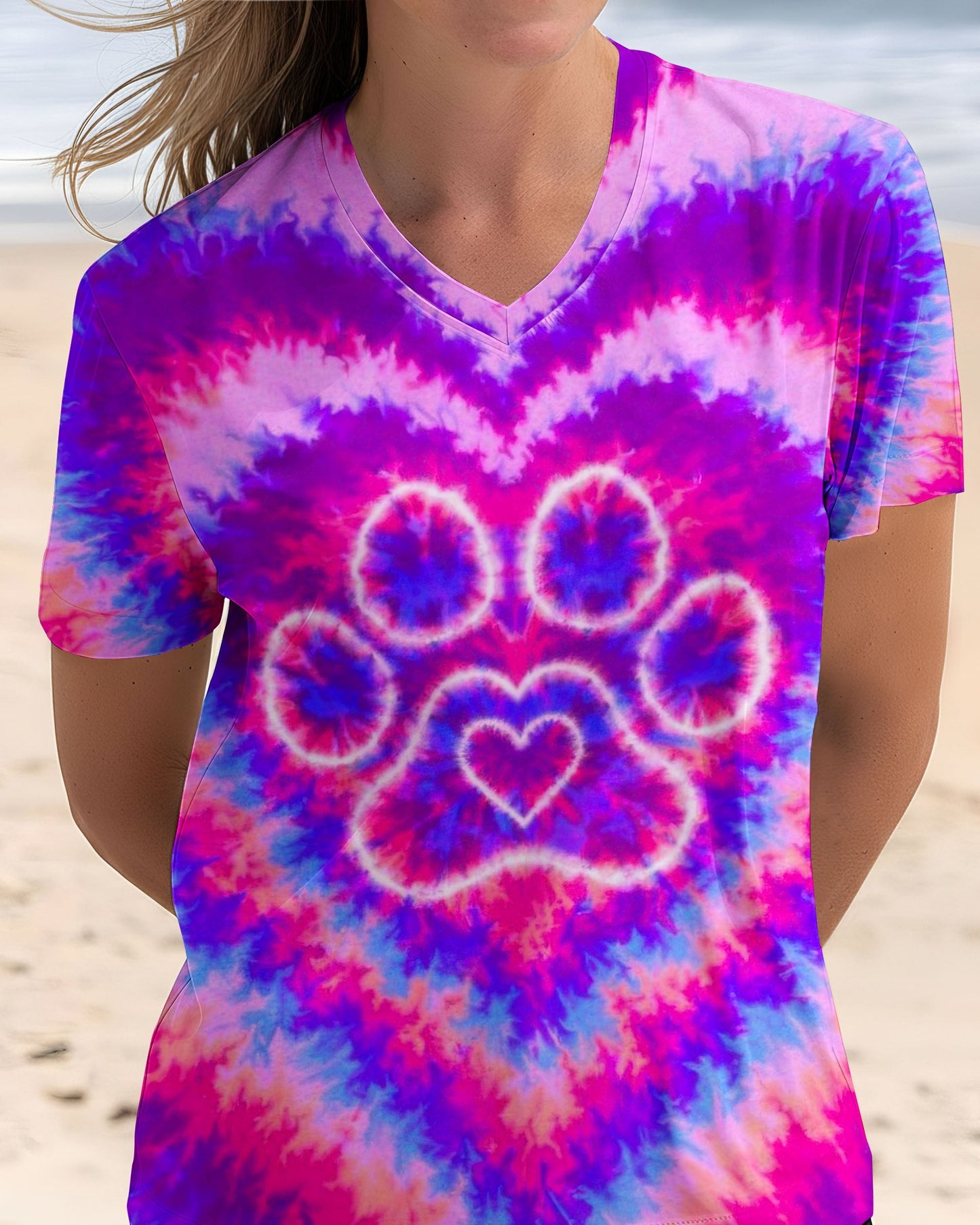 PAW PRINT PINK & PURPLE HEART SWIRL ALL OVER PRINT  - TLTW2912251