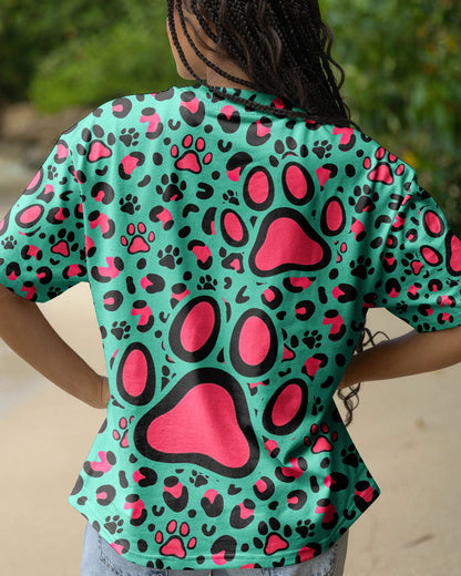 GROOVY PAW TEAL PINK ALL OVER PRINT - TY0601261