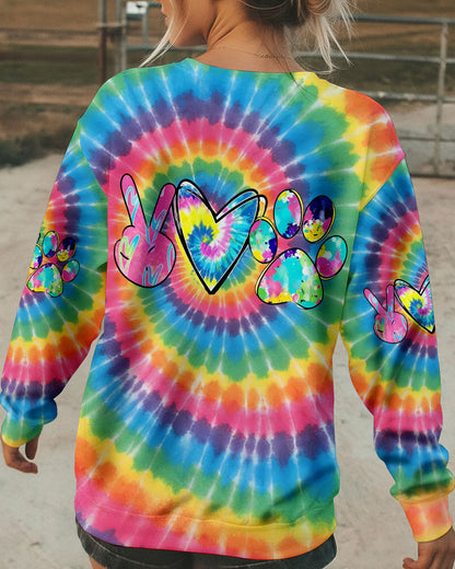 PEACE LOVE PAWS RAINBOW SWIRL ALL OVER PRINT - YHHG2612252