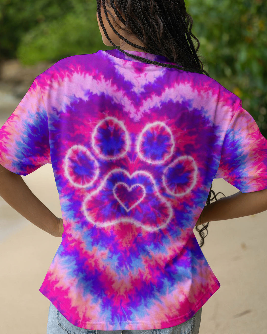 PAW PRINT PINK & PURPLE HEART SWIRL ALL OVER PRINT  - TLTW2912251