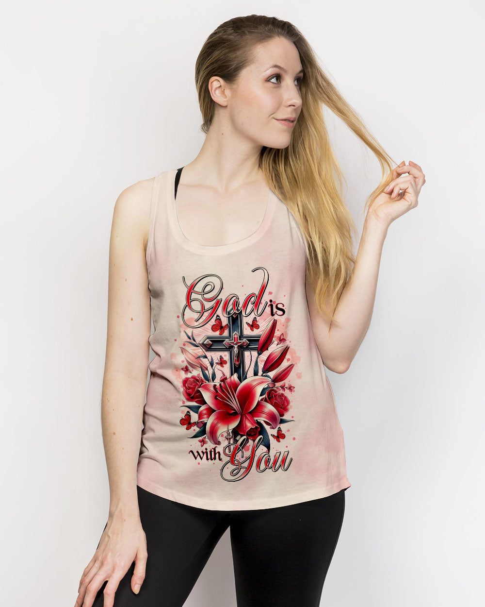 (Hot Deal) God Is With You Lilies Cross Women's All Over Print Shirt  -  Tltr0702252