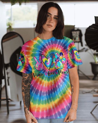 PEACE LOVE PAWS RAINBOW SWIRL ALL OVER PRINT - YHHG2612252