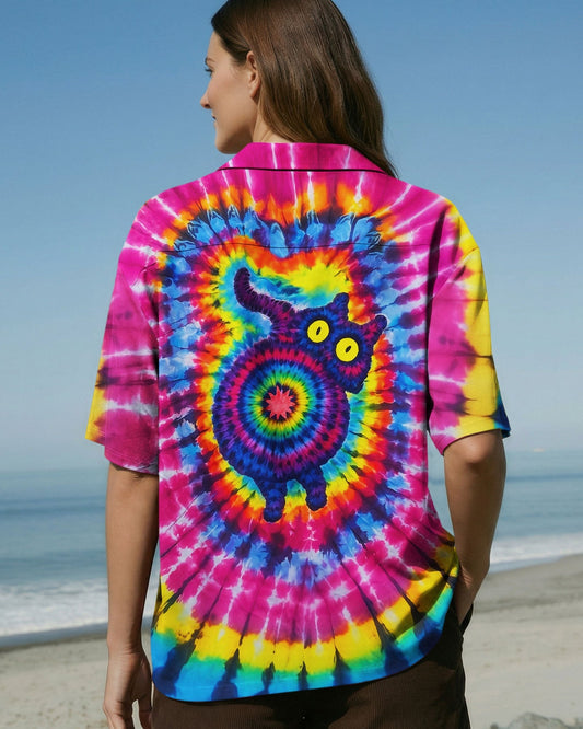 CAT COLORFUL SWIRL PATTERN HAWAIIAN SHIRT   - TLNO0701264