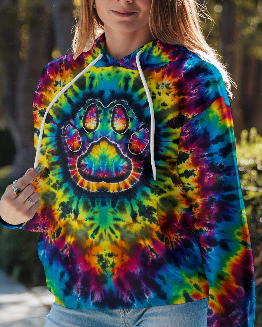 PAW PRINT VIBES TIE DYE ALL OVER PRINT - KMTM0511257