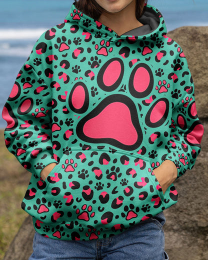 GROOVY PAW TEAL PINK ALL OVER PRINT - TY0601261