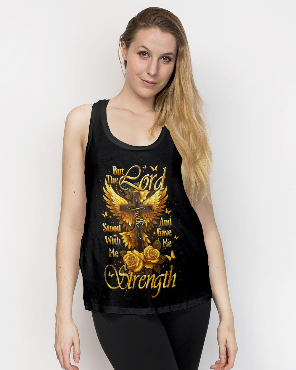 Lord Stood With Me Cross Golden Rose Women's All Over Print Shirt - Tltw2609251