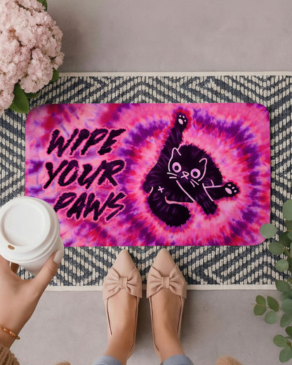 WIPE YOUR PAWS FUNNY CAT SWIRL DOORMAT  - TLTW1401261