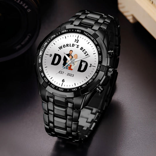 Personalized Alloy World's Best Dad Quartz Watch with Family Photos