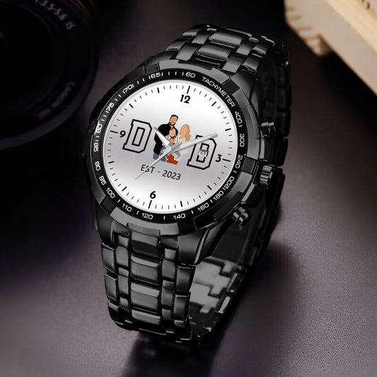Personalized Alloy Dad Quartz Watch with Family Photos