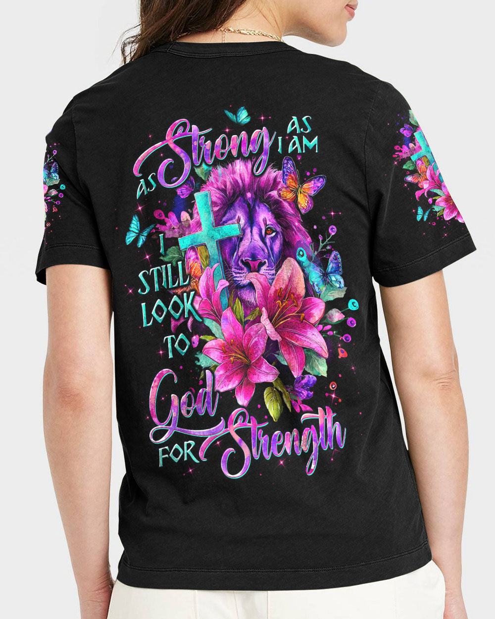As Strong As I Am Lion Lilies Women's All Over Print Shirt - Tltw2709252