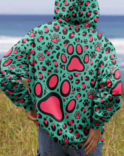 GROOVY PAW TEAL PINK ALL OVER PRINT - TY0601261