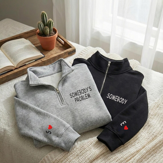Valentine Personalized Embroidered Somebody's Problem Hoodie Sweatshirt T-Shirt