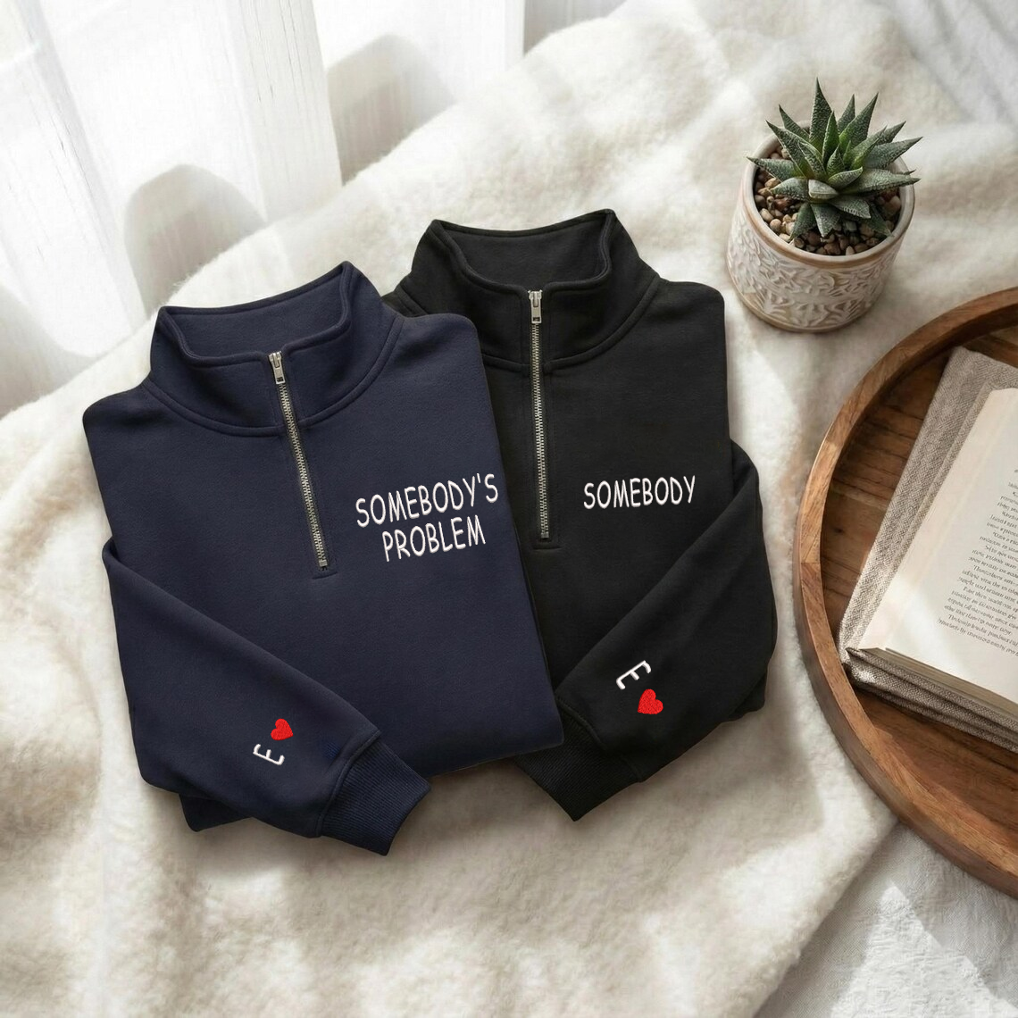 Valentine Personalized Embroidered Somebody's Problem Hoodie Sweatshirt T-Shirt