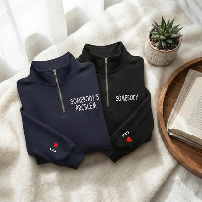 Valentine Personalized Embroidered Somebody's Problem Hoodie Sweatshirt T-Shirt