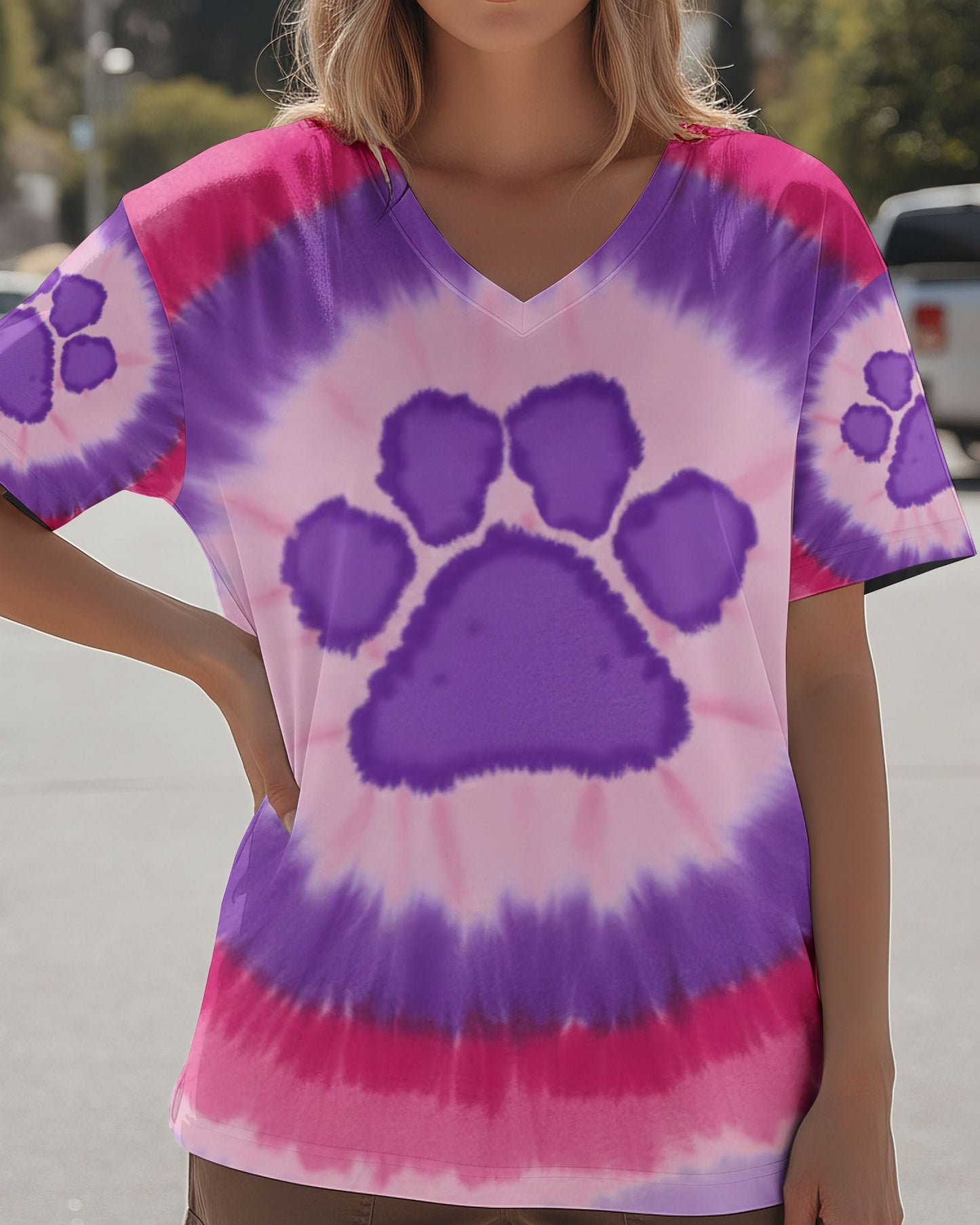 PINK AND PURPLE PAW ALL OVER PRINT - TYPQ0701261