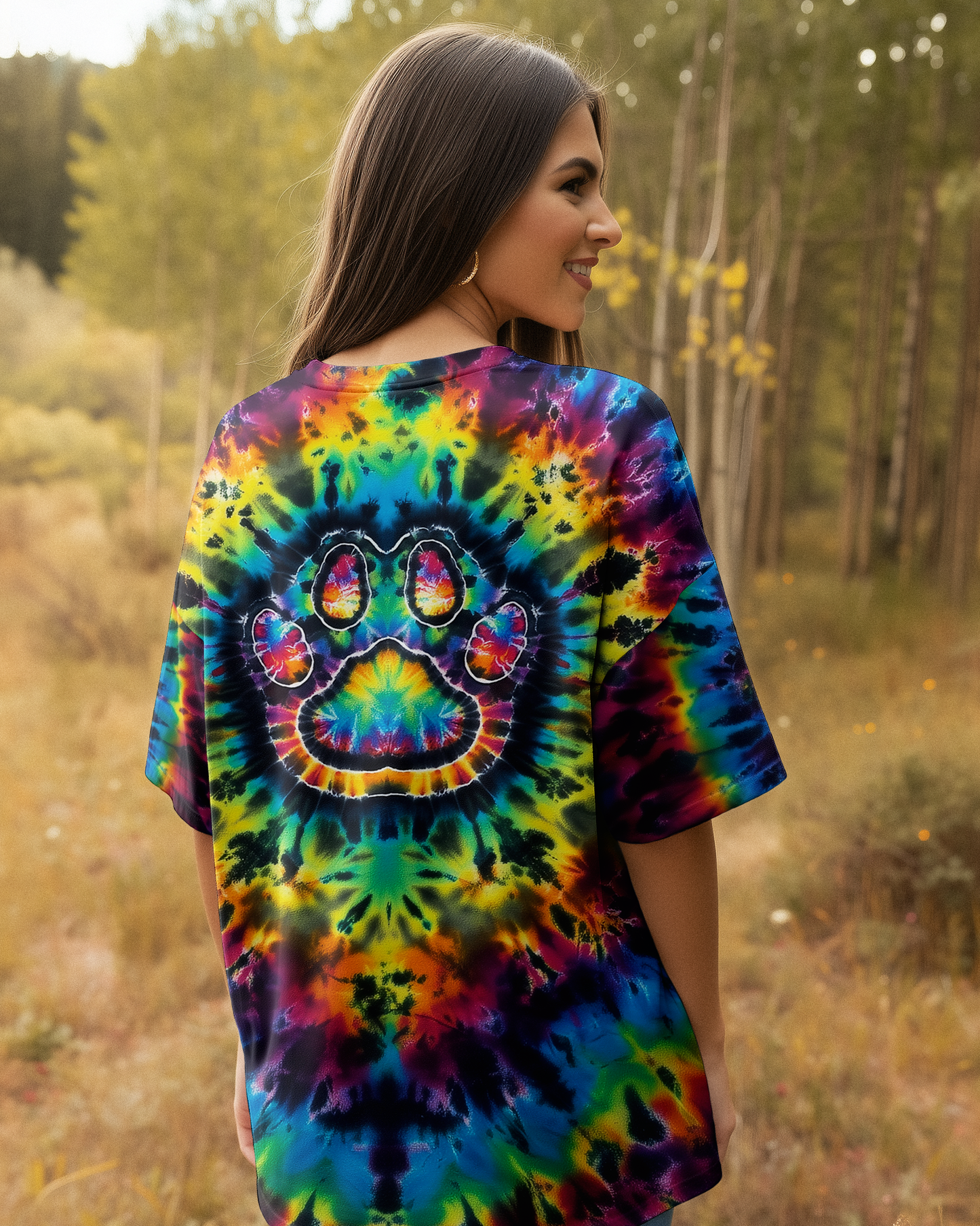 PAW PRINT VIBES TIE DYE ALL OVER PRINT - KMTM0511257