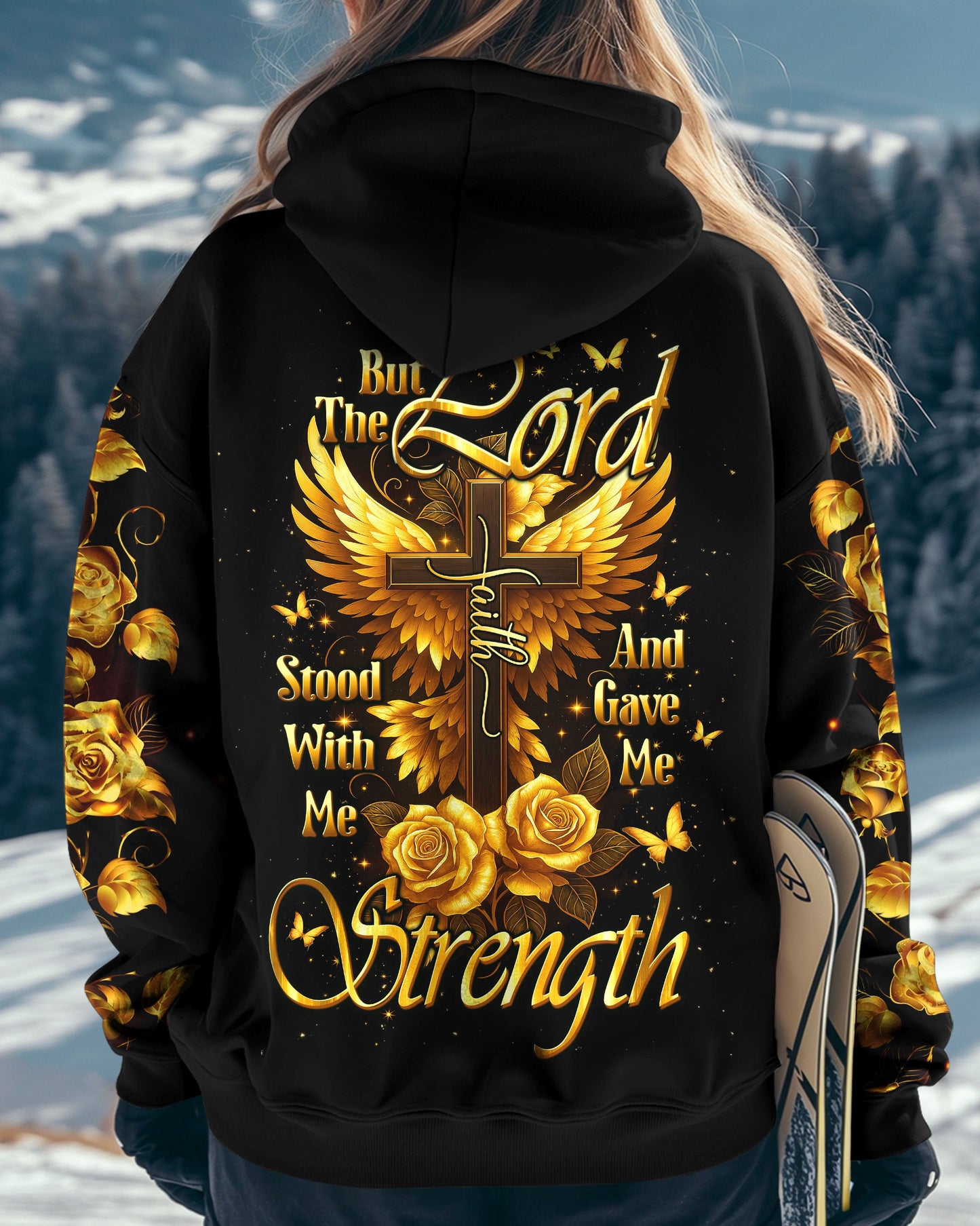 Lord Stood With Me Cross Golden Rose Women's All Over Print Shirt - Tltw2609251
