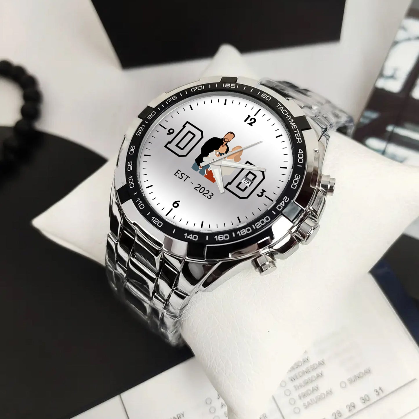 Personalized Alloy Dad Quartz Watch with Family Photos
