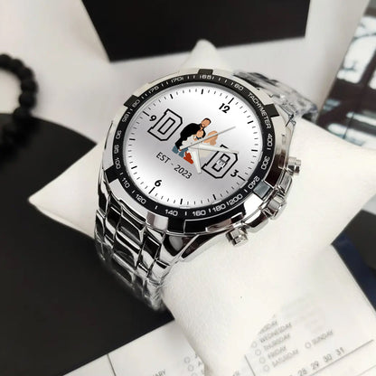 Personalized Alloy Dad Quartz Watch with Family Photos