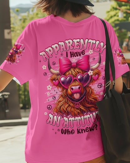 APPARENTLY I HAVE AN ATTITUDE WHO KNEW COW ALL OVER PRINT - TYPQ2712251