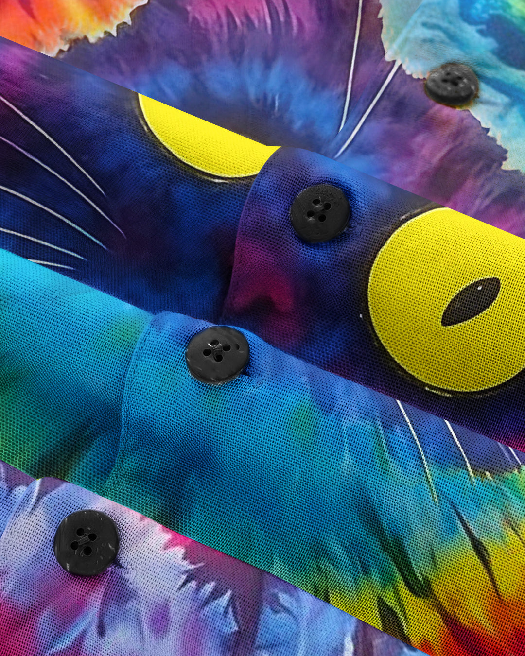 CAT COLORFUL SWIRL PATTERN HAWAIIAN SHIRT   - TLNO0701264