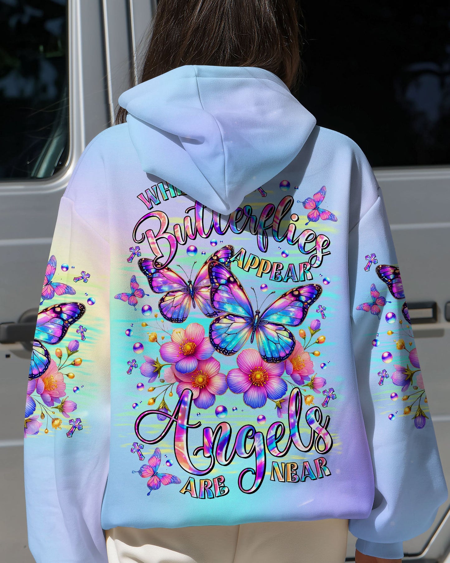 When Butterflies Appear Angels Are Near Women's All Over Print Shirt - Tltr3009253