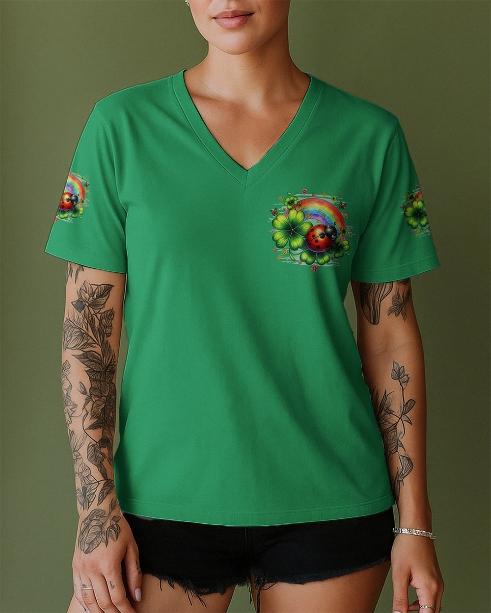 BE KIND LADYBUG SHAMROCK ALL OVER PRINT - TYQY1001261