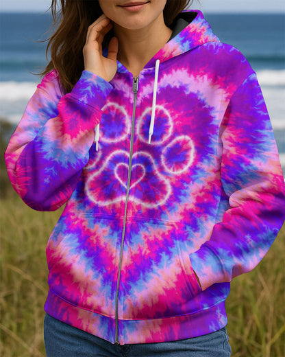 PAW PRINT PINK & PURPLE HEART SWIRL ALL OVER PRINT  - TLTW2912251