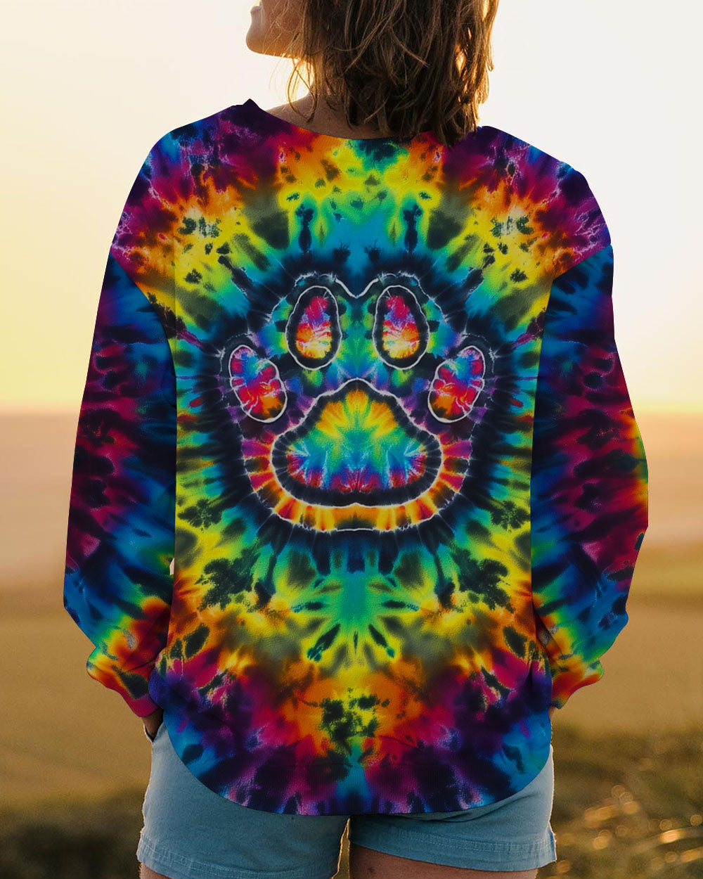 PAW PRINT VIBES TIE DYE ALL OVER PRINT - KMTM0511257