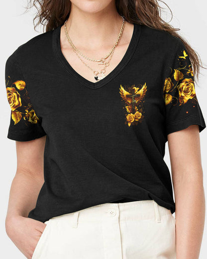 Lord Stood With Me Cross Golden Rose Women's All Over Print Shirt - Tltw2609251