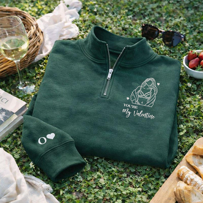 Valentine Personalized Embroidered Outline Photo Hoodie Sweatshirt T-Shirt