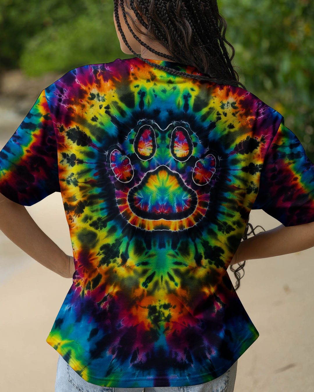 PAW PRINT VIBES TIE DYE ALL OVER PRINT - KMTM0511257