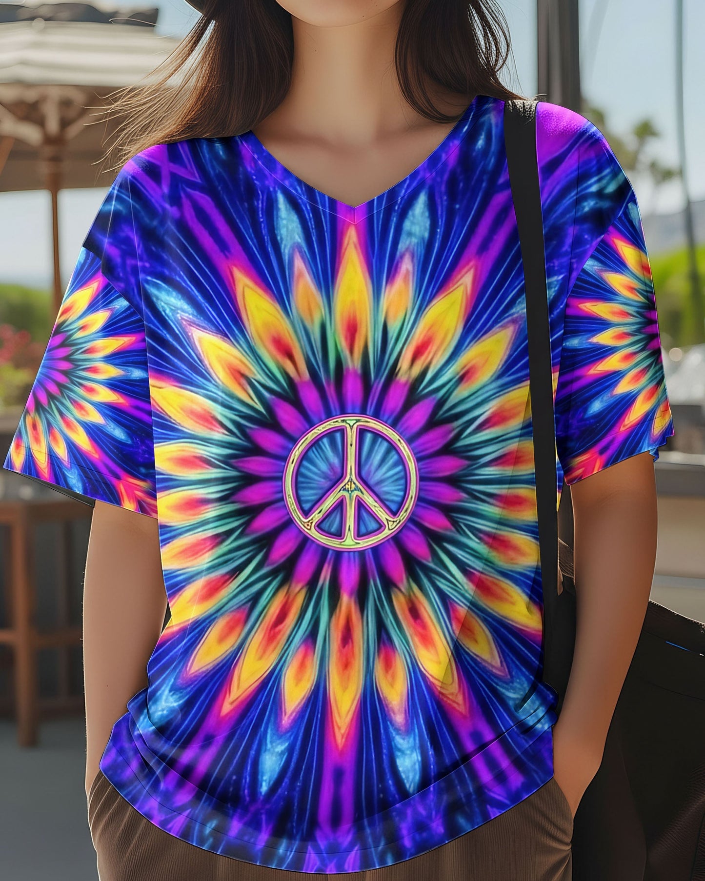 NEON COLORFUL PEACE FLOWER ALL OVER PRINT - YHHG0701261