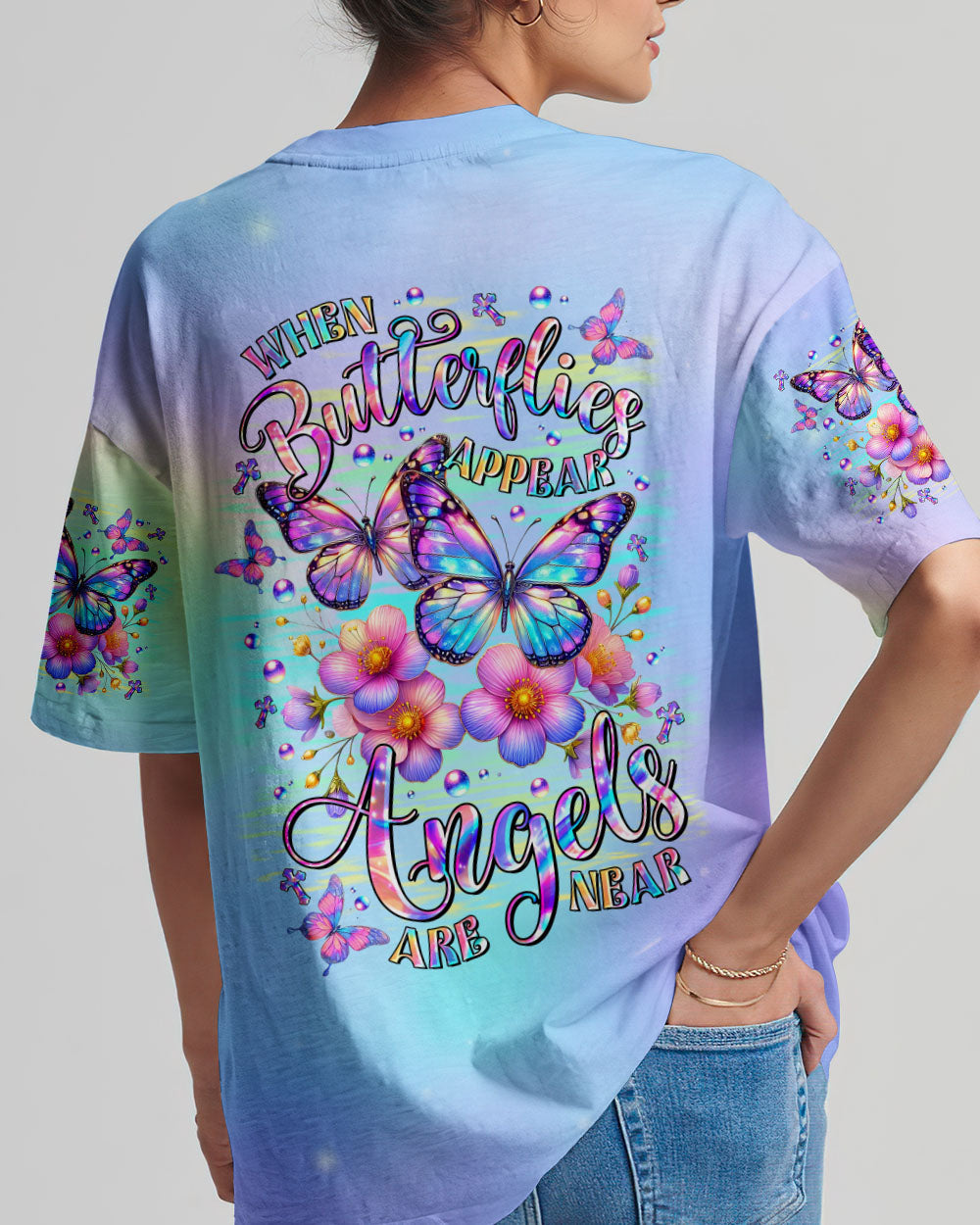 When Butterflies Appear Angels Are Near Women's All Over Print Shirt - Tltr3009253