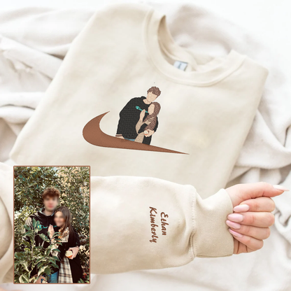 Valentine Personalized Embroidered Couple NKE Logo Hoodie Sweatshirt T-Shirt