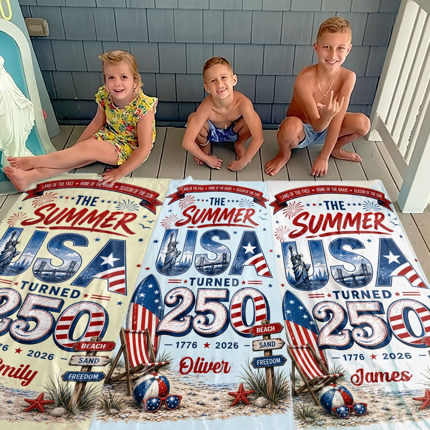 Personalized Microfiber Beach Towel Custom Design USA Gift Beach Towels GradoCreations