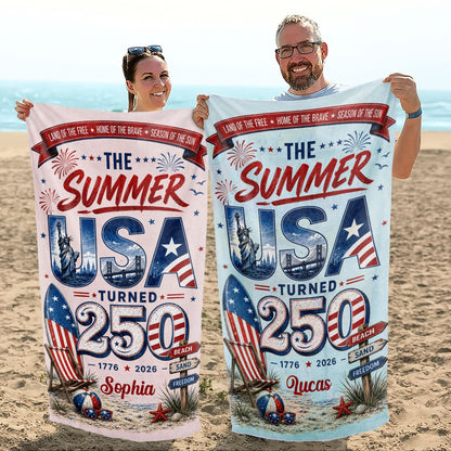 Personalized Microfiber Beach Towel Custom Design USA Gift Beach Towels GradoCreations