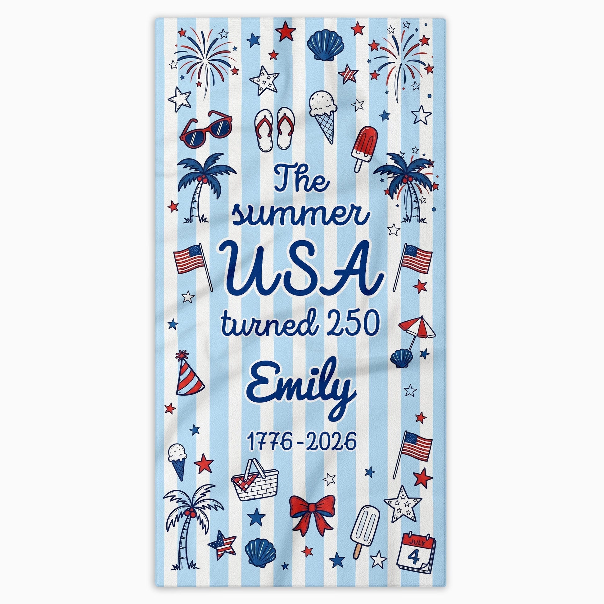 Personalized USA Flag Microfiber Beach Towel Gift for Family Beach Towels GradoCreations