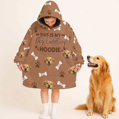 Personalized Pet Photo And Name This Is My Dog Cuddling Oodie Blanket Hoodie