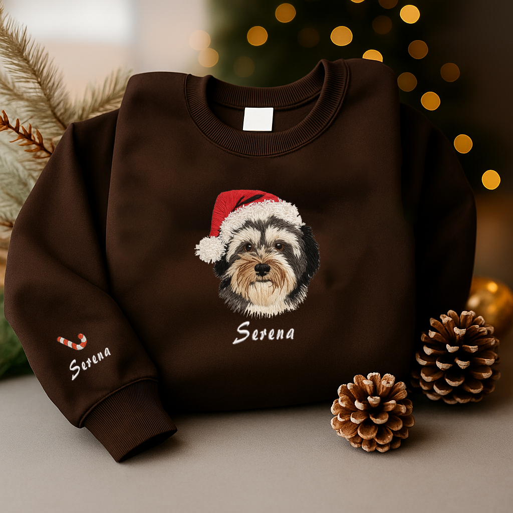 Personalized Embroidered Pet Photo Hoodie Sweatshirt T-Shirt Christmas Gift