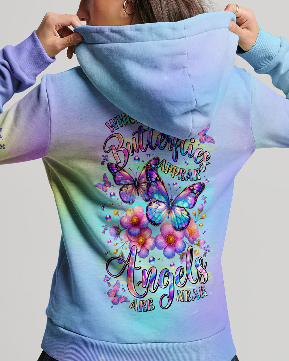 When Butterflies Appear Angels Are Near Women's All Over Print Shirt - Tltr3009253