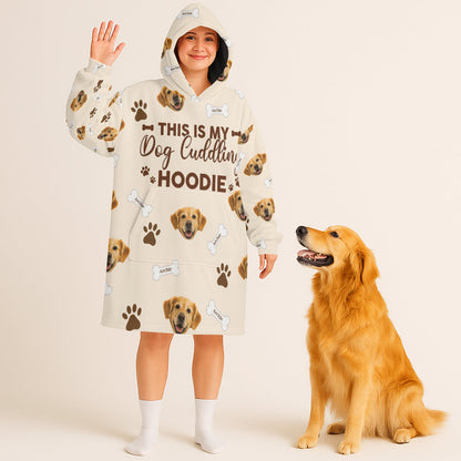Personalized Pet Photo And Name This Is My Dog Cuddling Oodie Blanket Hoodie