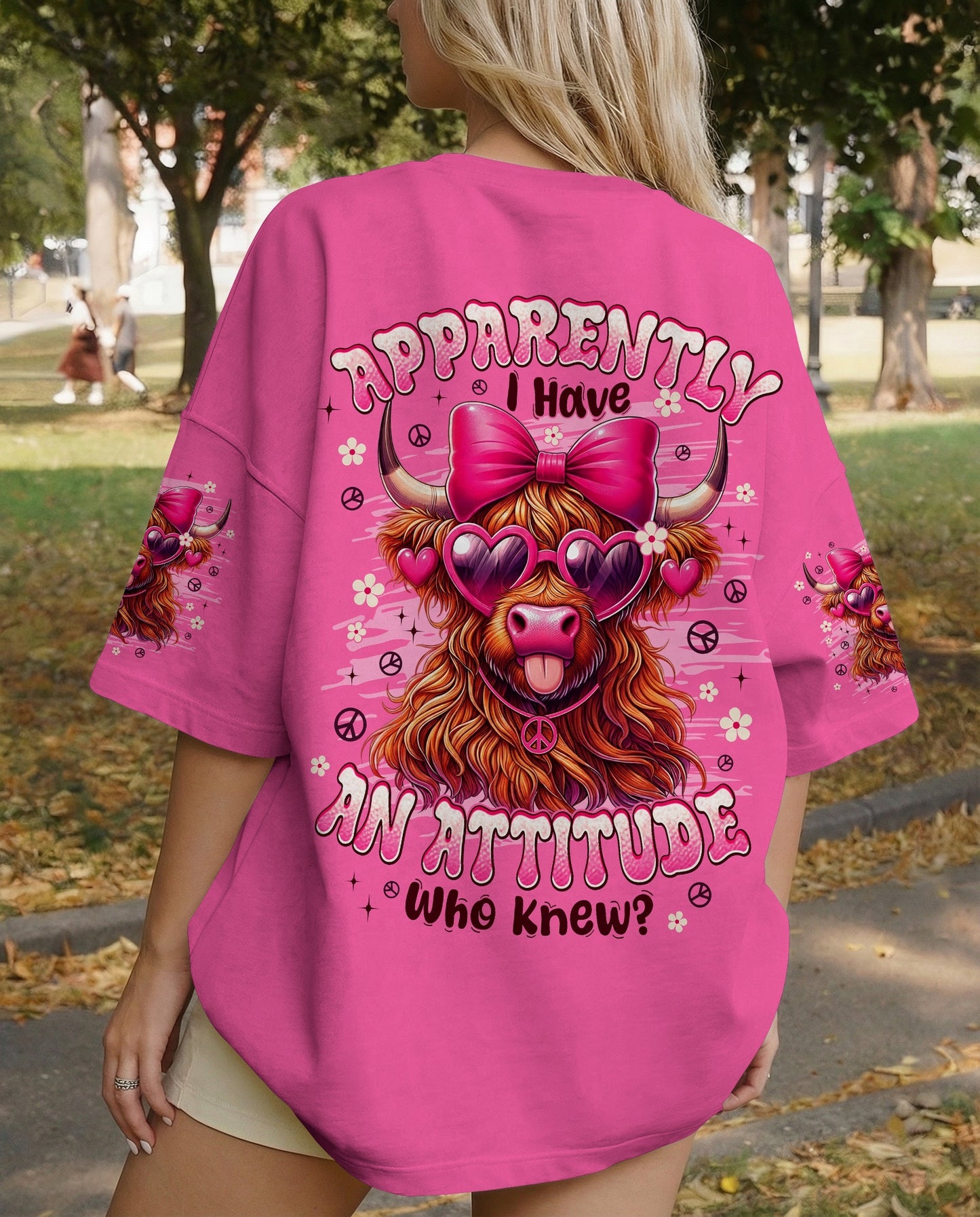 APPARENTLY I HAVE AN ATTITUDE WHO KNEW COW ALL OVER PRINT - TYPQ2712251
