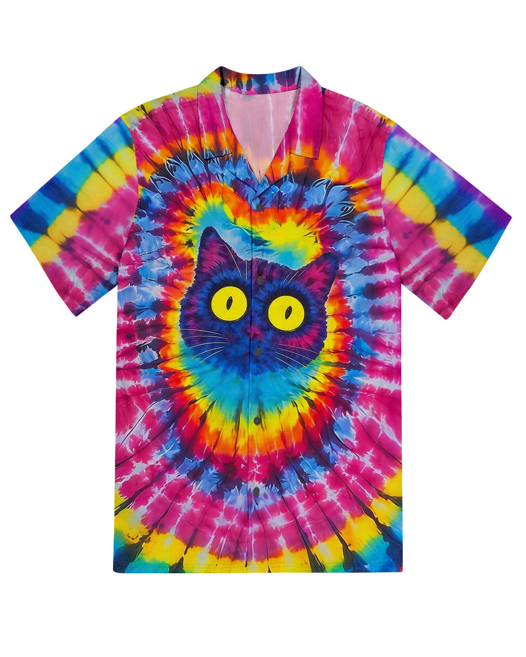 CAT COLORFUL SWIRL PATTERN HAWAIIAN SHIRT   - TLNO0701264
