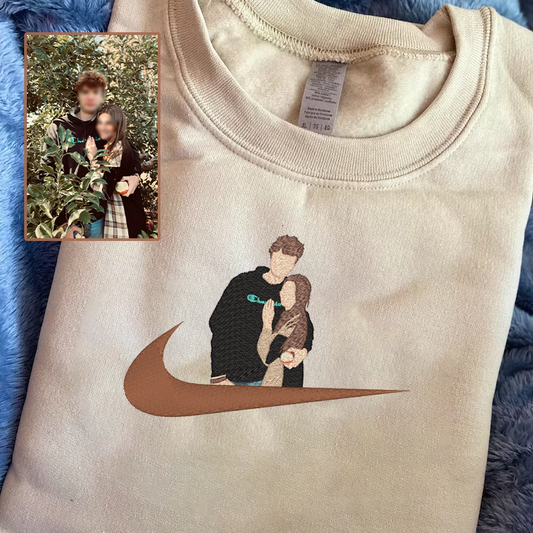 Valentine Personalized Embroidered Couple NKE Logo Hoodie Sweatshirt T-Shirt