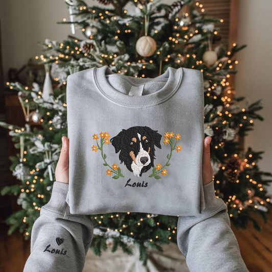 Personalized Embroidered Floral Pet Dog Cat Hoodie Sweatshirt T-Shirt