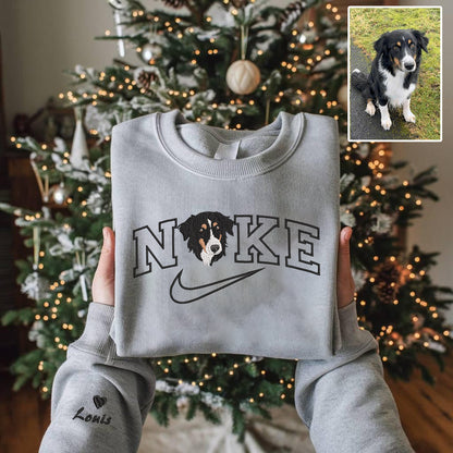 Personalized Embroidered Pet Dog Cat Photo Hoodie Sweatshirt T-Shirt Mother's Day Christmas Gift