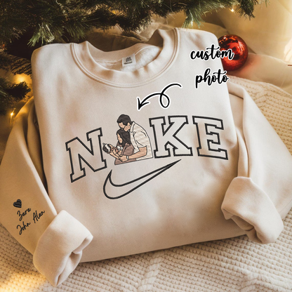 Personalized Embroidered Family Photo Hoodie Sweatshirt T-Shirt Mother's Day Christmas Gift